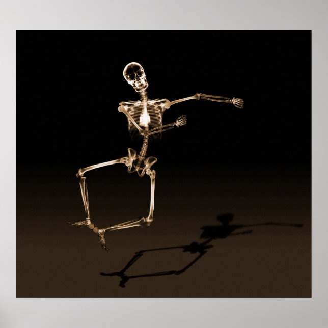 POSTER - X-RAY SKELETON JOY LEAP BLK SEPIA (Framsidan)