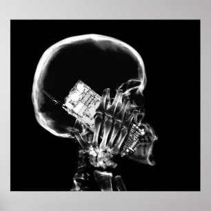 POSTER - X RAY SKELETON PÅ MOBILT BLK GRÅTT