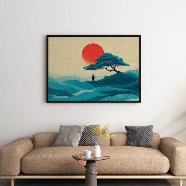 Poster Zen Solitude Red Sol Wall Art-utskrift (Skapare uppladdad)