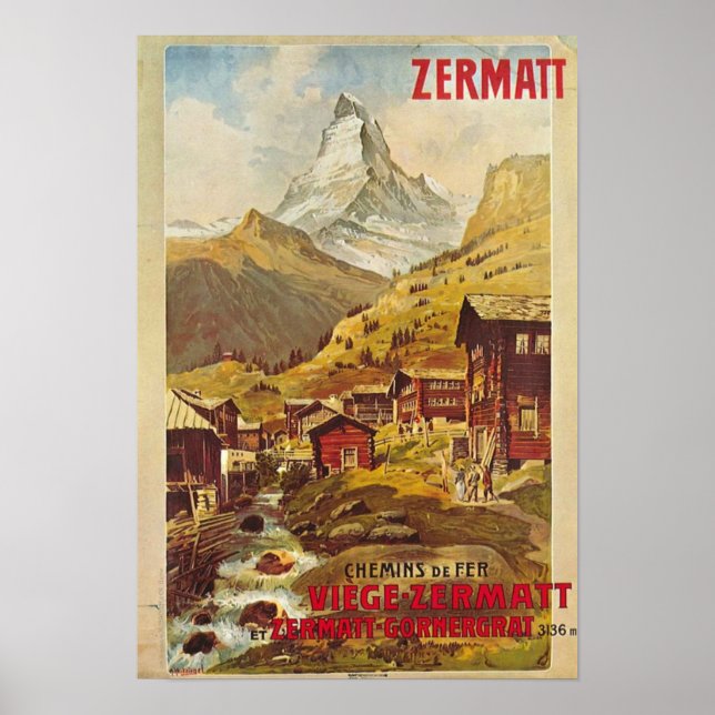 Poster Zermatt Schweiz Schweiz Gornergratbahn (Framsidan)
