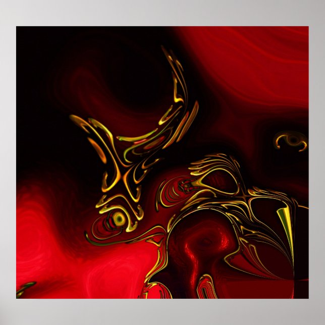 Poster ZIZAGO Art Abstrakt Red Black Guld 2 (Framsidan)