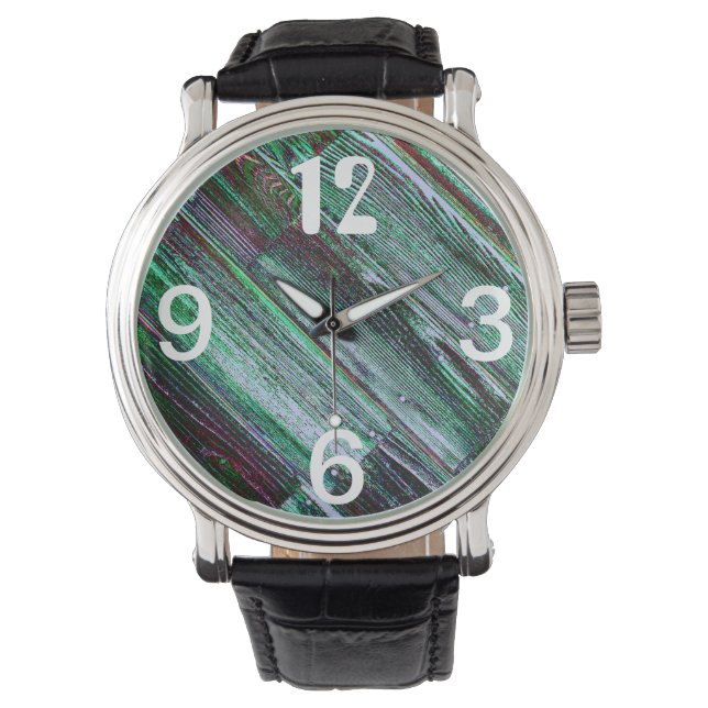 Posterat Wood Golv med Nagel Armbandsur (Framsida)