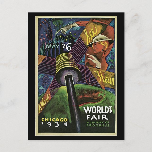 Postercard-Chicago World's Fair-1934 Vykort (Framsida)