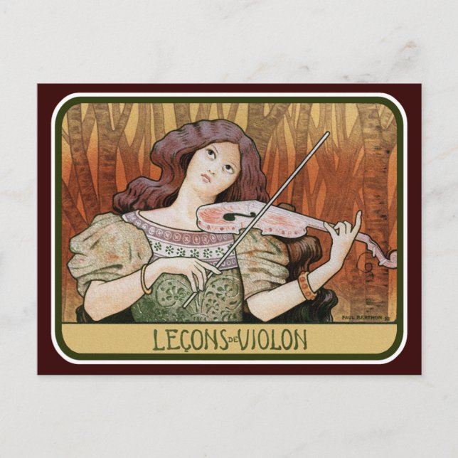 Postercard: Violin Lessons av Paul Berthon Vykort (Framsida)