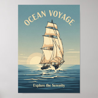 Posters Vintage Ocean Sailboat Print