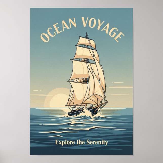 Posters Vintage Ocean Sailboat Print (Framsidan)