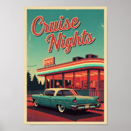 Posters Vintage Retro Car Diner Print