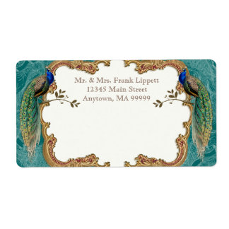 Postetiketter - Golden Peacock & Calligraphy Fraktsedel
