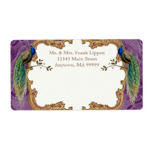 Postetiketter - Golden Peacock & Calligraphy Fraktsedel