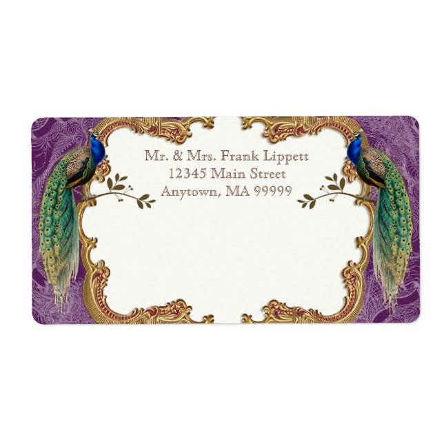 Postetiketter - Golden Peacock & Calligraphy Fraktsedel (Framsidan)