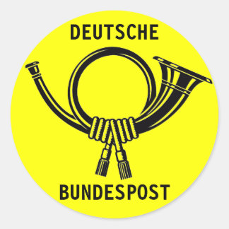 Posthorn DEUTSCHE BUNDESPOST gult#1 Runt Klistermärke
