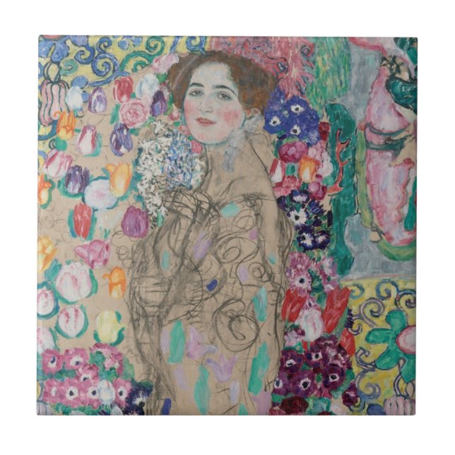 Posthumous Porträtt i Ria Munk av Gustav Klimt Kakelplatta (Framsidan)
