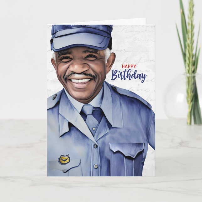Postiljon Afroamerikansk Man Födelsedag Kort (Framsida)