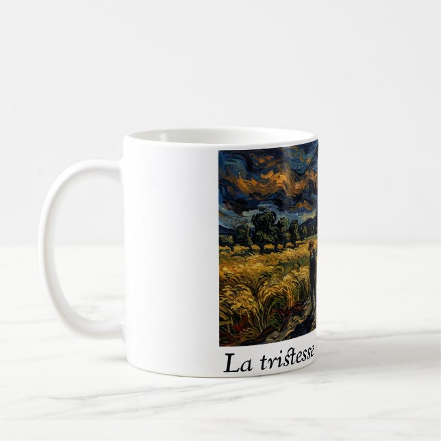 Postimpressionistisk stjärnnatt vete fält konst kaffemugg (Vänster)