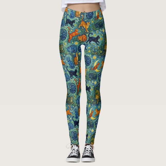Postimpressionistiska kattmönster leggings (Framsida)