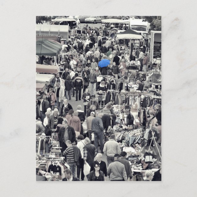 Postkarte - "Blauer Schirm in grauer Masse" Vykort (Framsida)