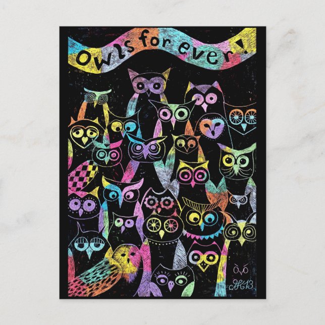 Postkarte Eule Vykort (Framsida)