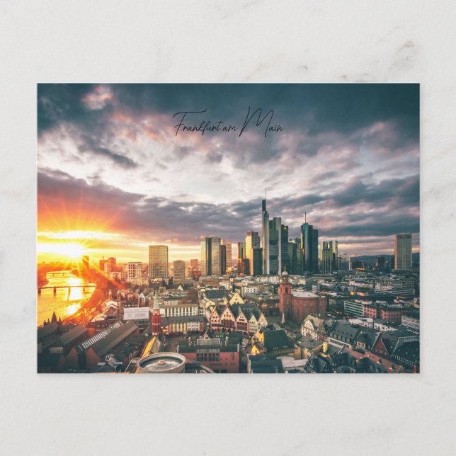 Postkarte Frankfurt am Main im Sonnenuntergang Vykort (Framsida)