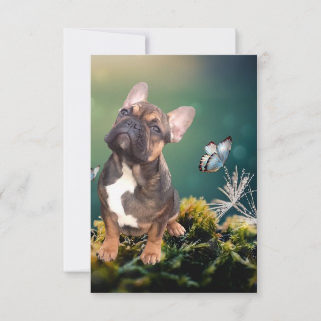 Postkarte französische  Bulldogge  Spara Datumet (Framsida)