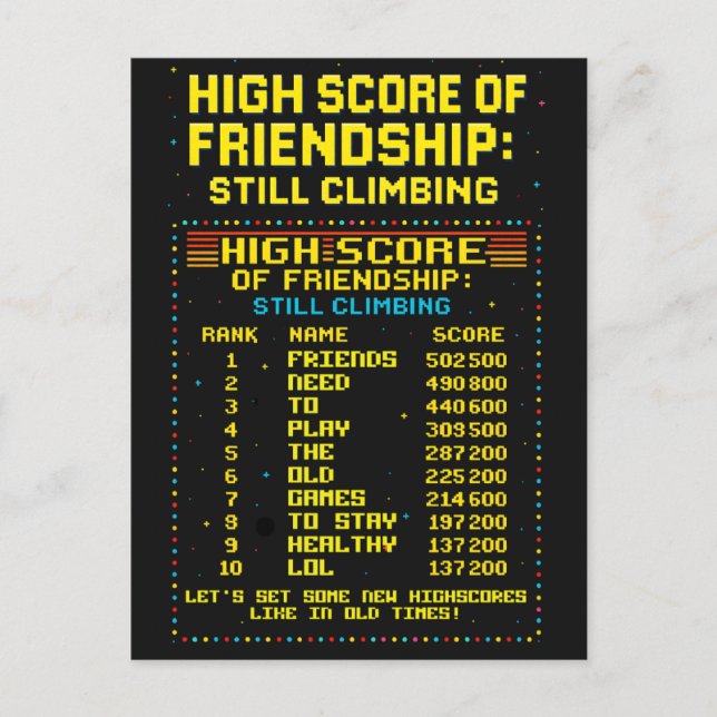 Postkarte „Friendship Highscore“ Vykort (Framsida)