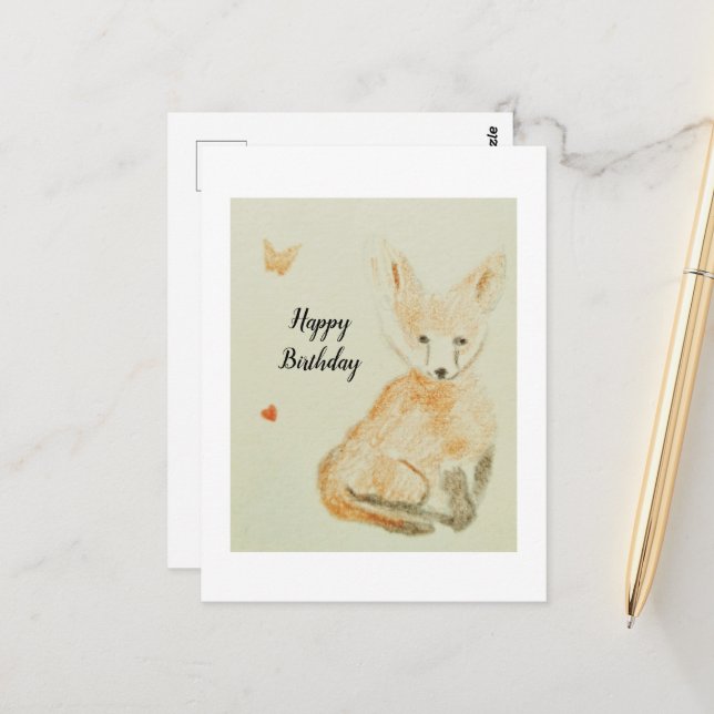 Postkarte Fuchs Vykort (Fram/Back In Situ)