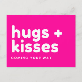 Postkarte - "hugs + kisses coming your way" vykort