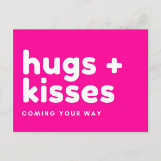 Postkarte - "hugs + kisses coming your way" vykort