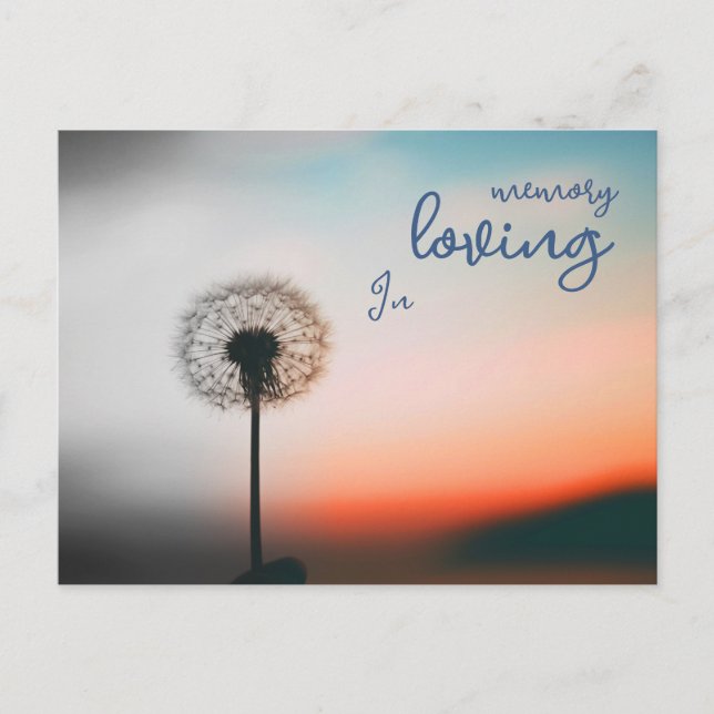 Postkarte "In loving memory" mit Pusteblume  Vykort (Framsida)