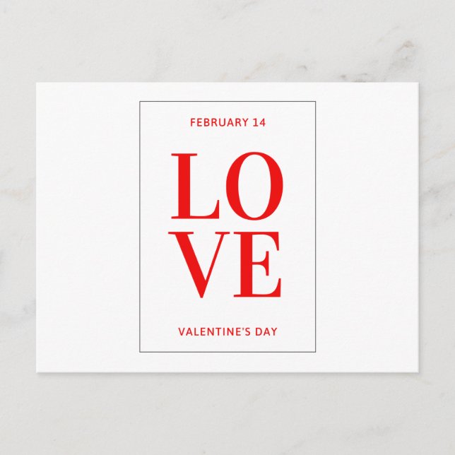 Postkarte - "Love You Feb 14 Valentines Day" Vykort (Framsida)
