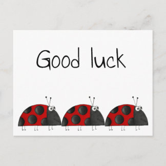 Postkarte lycka till, Glückwunschkarte, Marienkäfe Vykort