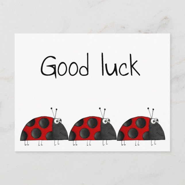 Postkarte lycka till, Glückwunschkarte, Marienkäfe Vykort (Framsida)