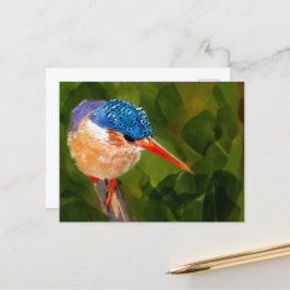 Postkarte mit handgemaltem Eisvogel Vykort