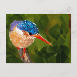 Postkarte mit handgemaltem Eisvogel Vykort