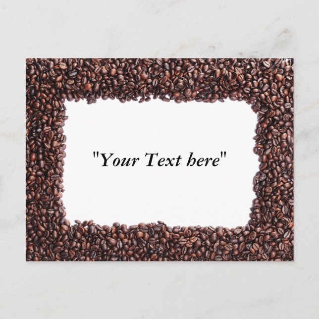 Postkarte mit Kaffebohnen und Textfeld Vykort (Framsida)