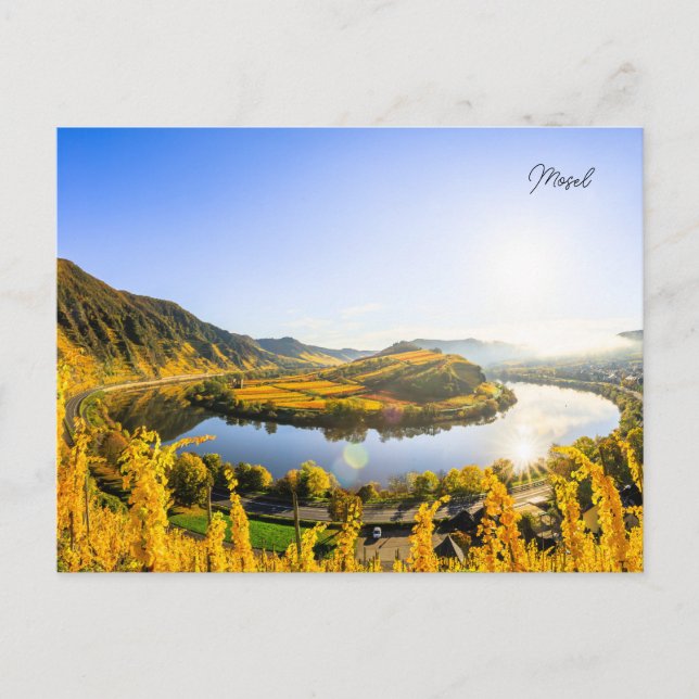 Postkarte Mosel bei Bremm im Sonnenaufgang Vykort (Framsida)