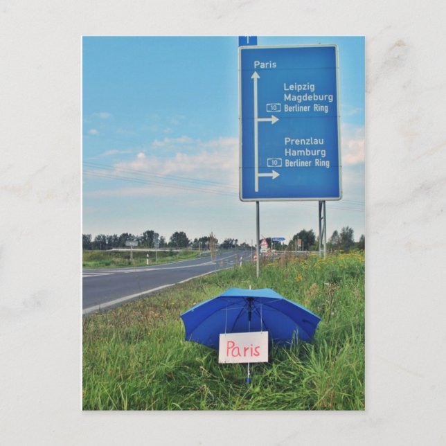 Postkarte - per Anhalter unterwegs Vykort (Framsida)