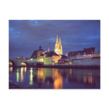Postkarte Regensburg in der Nacht