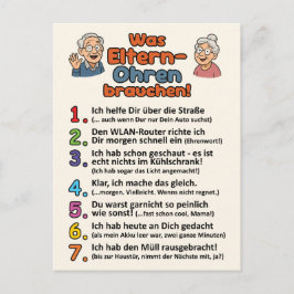 Postkarte „Was Eltern-Ohren brauchen“  Vykort