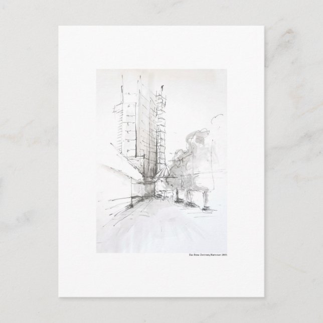 Postkarte Zeichnung Bleistift Hannover Landschaft Vykort (Framsida)