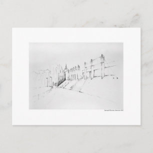 Postkarte Zeichnung Bleistift Hannover Landschaft Vykort