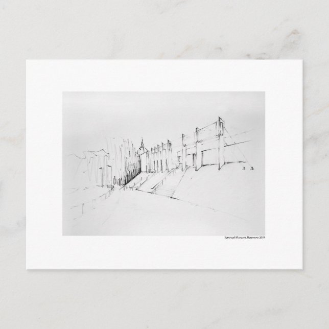 Postkarte Zeichnung Bleistift Hannover Landschaft Vykort (Framsida)