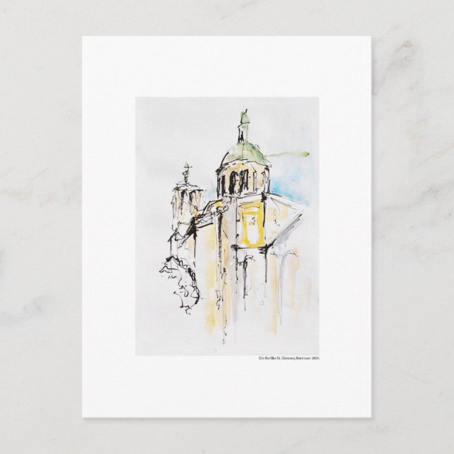 Postkarte Zeichnung Bleistift Hannover Landschaft Vykort (Framsida)