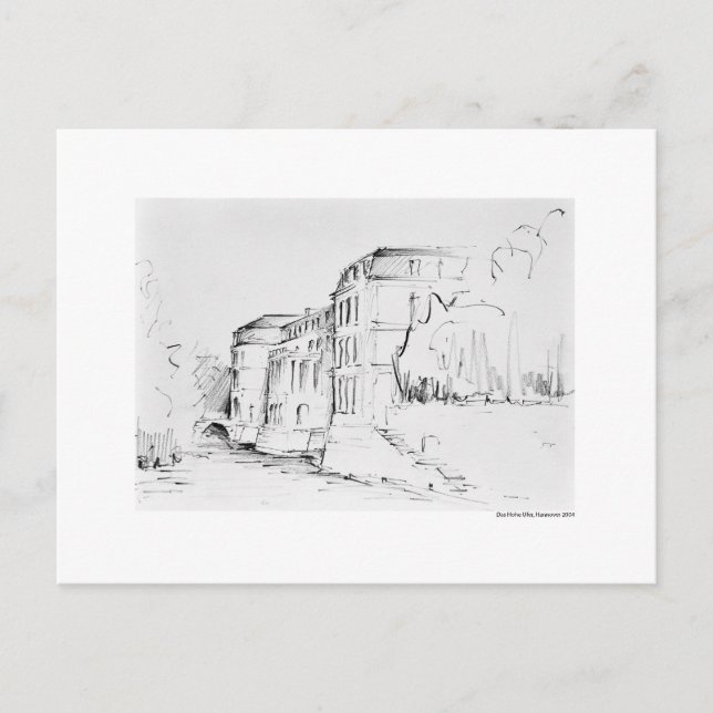 Postkarte Zeichnung Bleistift Hannover Landschaft Vykort (Framsida)