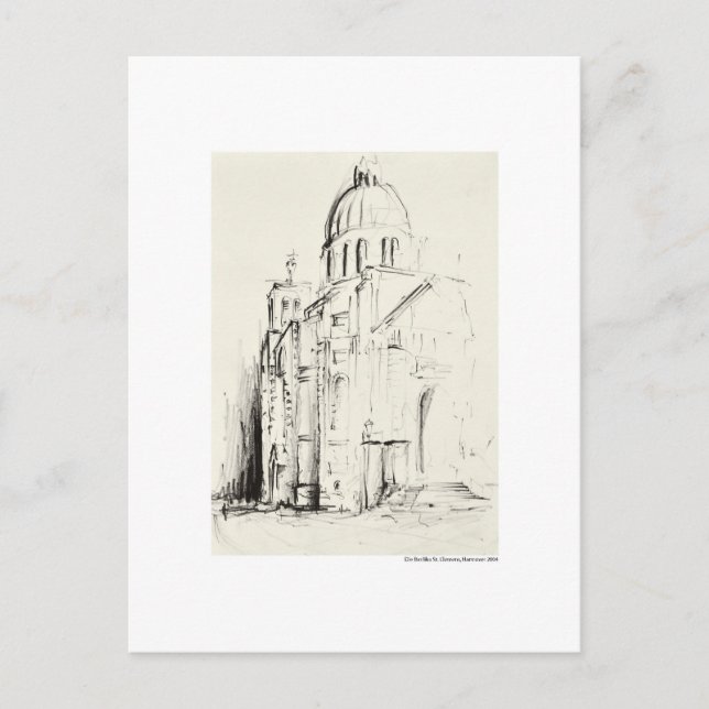 Postkarte Zeichnung Bleistift Hannover Landschaft Vykort (Framsida)