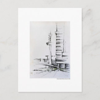 Postkarte Zeichnung Bleistift Hannover Landschaft Vykort