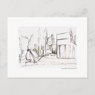 Postkarte Zeichnung Bleistift Hannover Landschaft Vykort