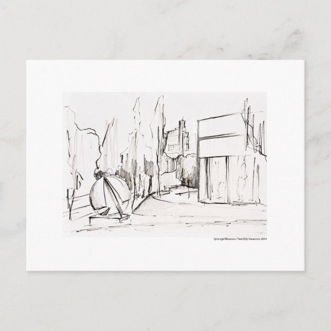 Postkarte Zeichnung Bleistift Hannover Landschaft Vykort (Framsida)