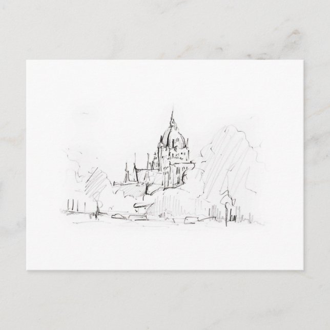 Postkarte Zeichnung Bleistift Hannover Landschaft Vykort (Framsida)