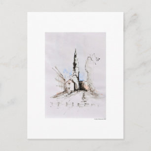 Postkarte Zeichnung Bleistift Hannover Landschaft Vykort