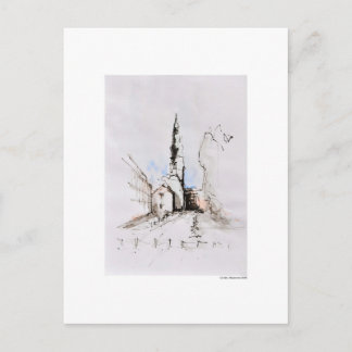 Postkarte Zeichnung Bleistift Hannover Landschaft Vykort